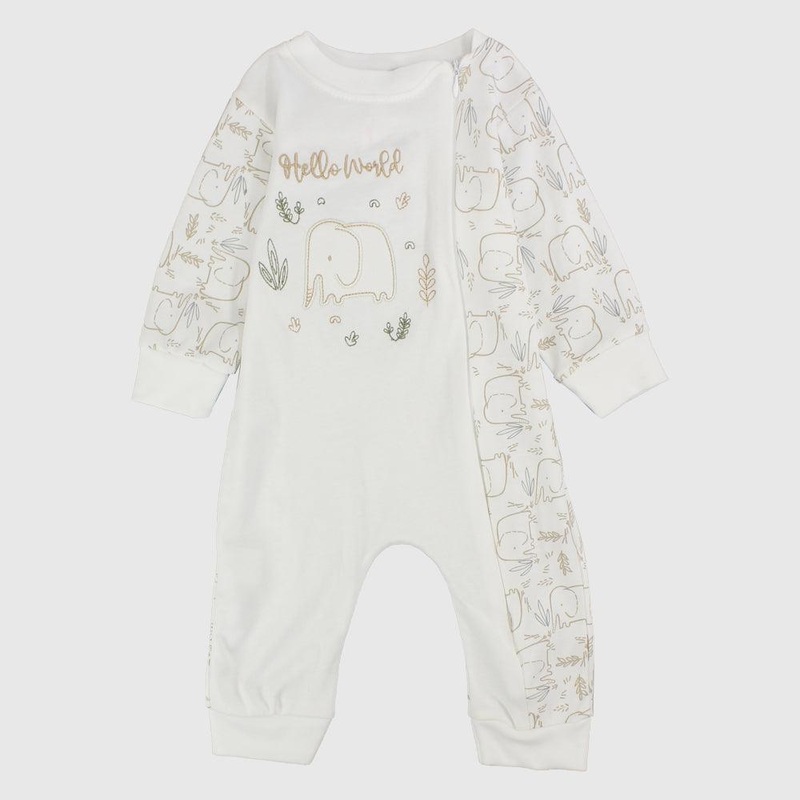 Sleepy Elephant Long-Sleeved Footless Onesie