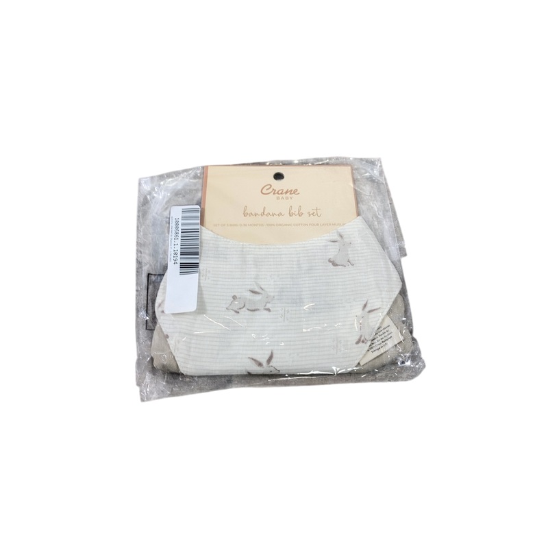 Crane Baby Muslin 3 Piece Bib Set, Bunny
