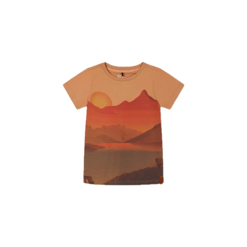 Deux Par Deux Organic Sunset Mountain Tee- Sandstorm