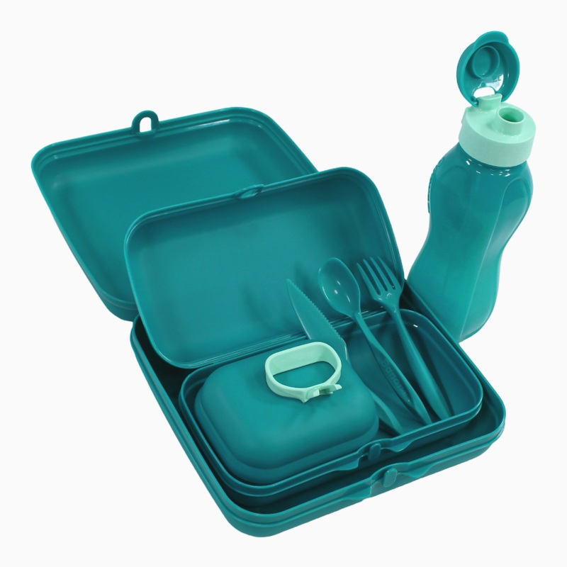 Turquoise Plastic Lunch Box Set  (5-in-1 Easy Lock)