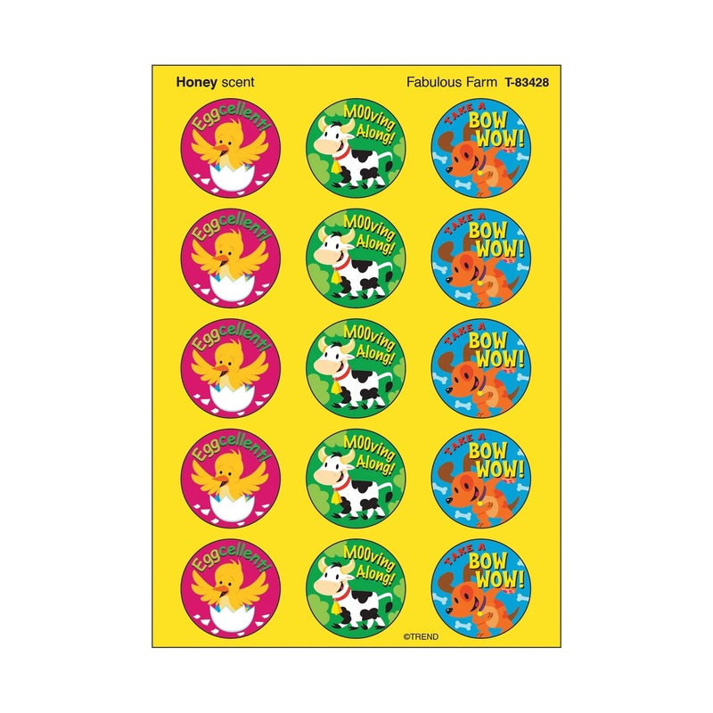Fabulous Farm, Honey scent Scratch ‘n Sniff Stinky Stickers  Large Round