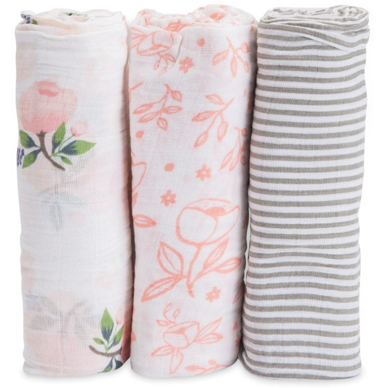 Little Unicorn Cotton Muslin Swaddle 3-Pack – Garden Rose