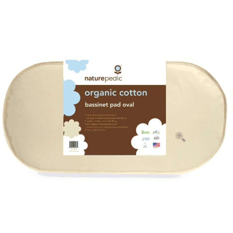 Naturepedic Organic Cotton Oval Bassinet Mattress 13x29x1.5 – Natural