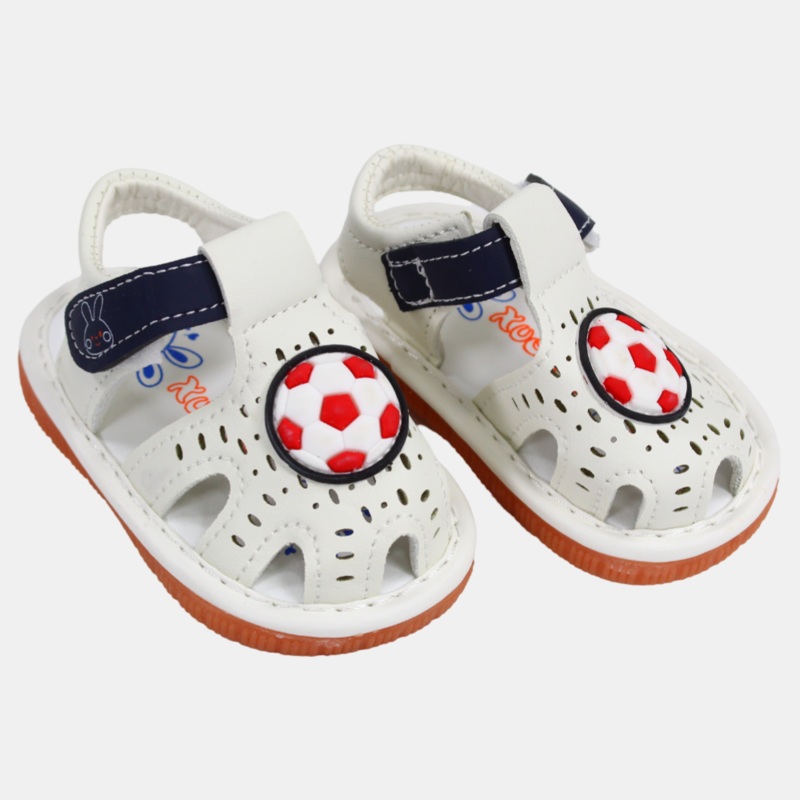 Baby Boys Leather Sandals with Soccer Design