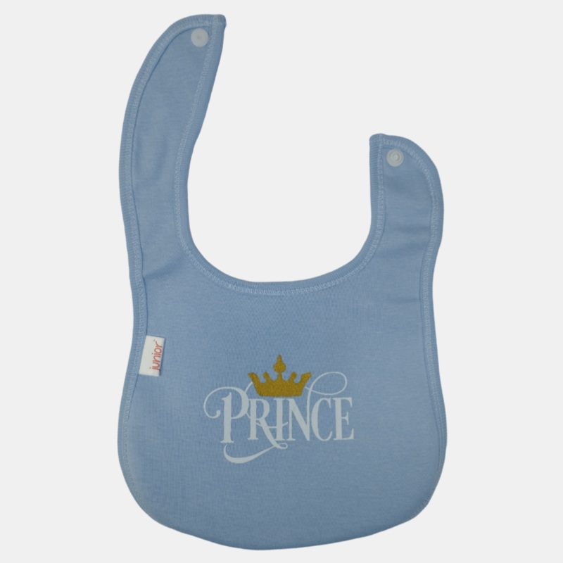 Unisex Baby Light Blue Prince Bib