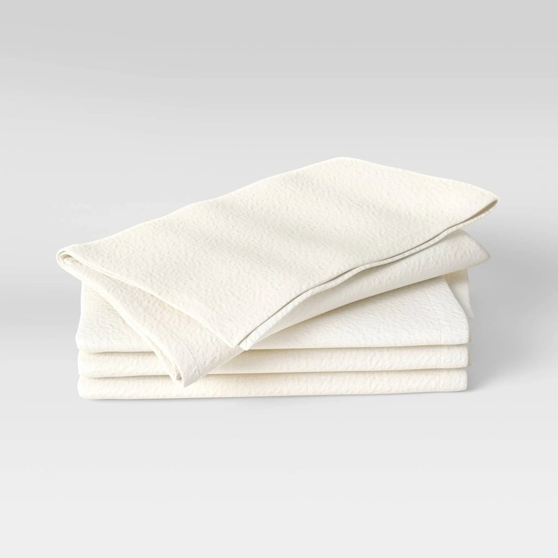 4pk Cotton Easy Care Napkins- Cream