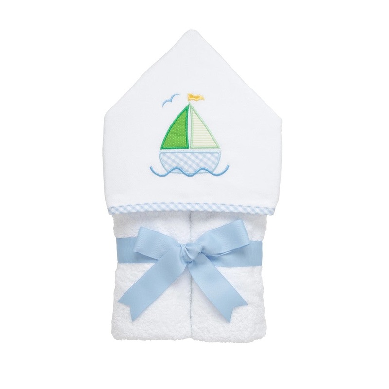 Applique Everykid Towel – Blue Sailboat