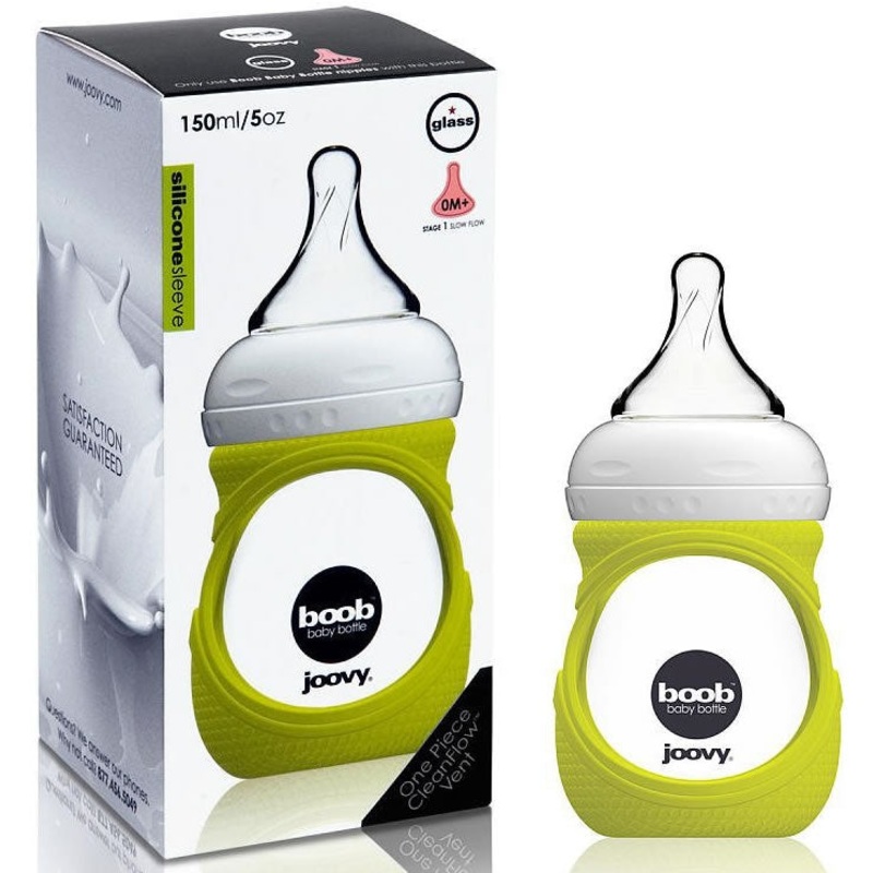 Joovy Boob Glass Bottle with Sleeve, 5 oz – Green