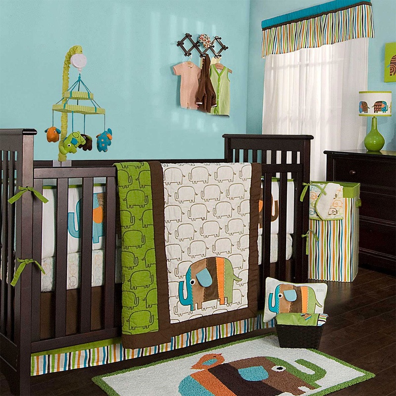 KidsLine Zutano Elephants 4 Piece Crib Bedding Set