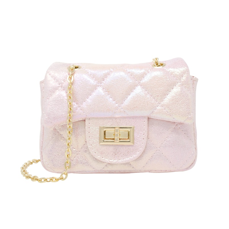 Tiny Treats Classic Quilted Shiny Mini Bag: Pearl
