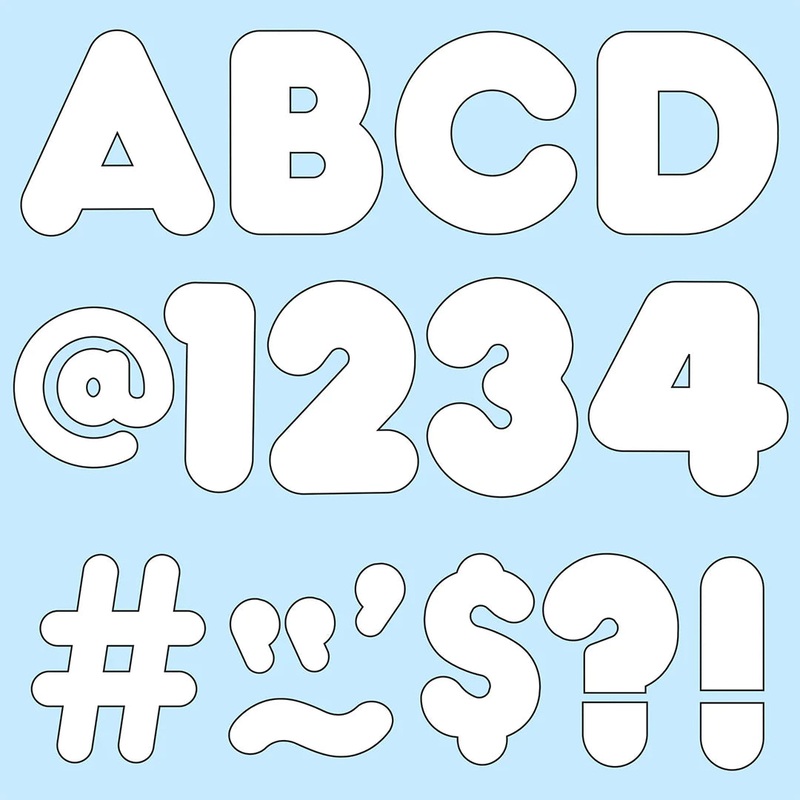 White 4-Inch Casual Uppercase Ready Letters