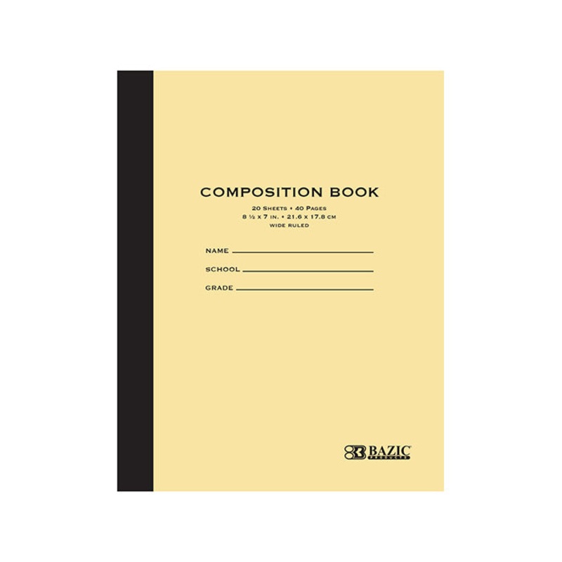 BAZIC 20 Ct. 8.5″ x 7″ Manila Cover Composition Book