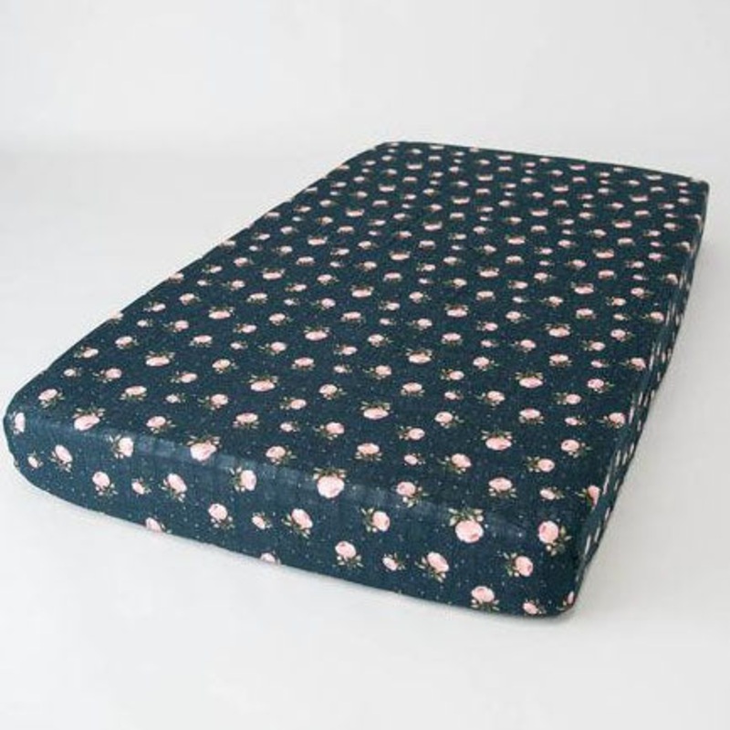Little Unicorn Cotton Muslin Fitted Crib Sheet – Midnight Rose