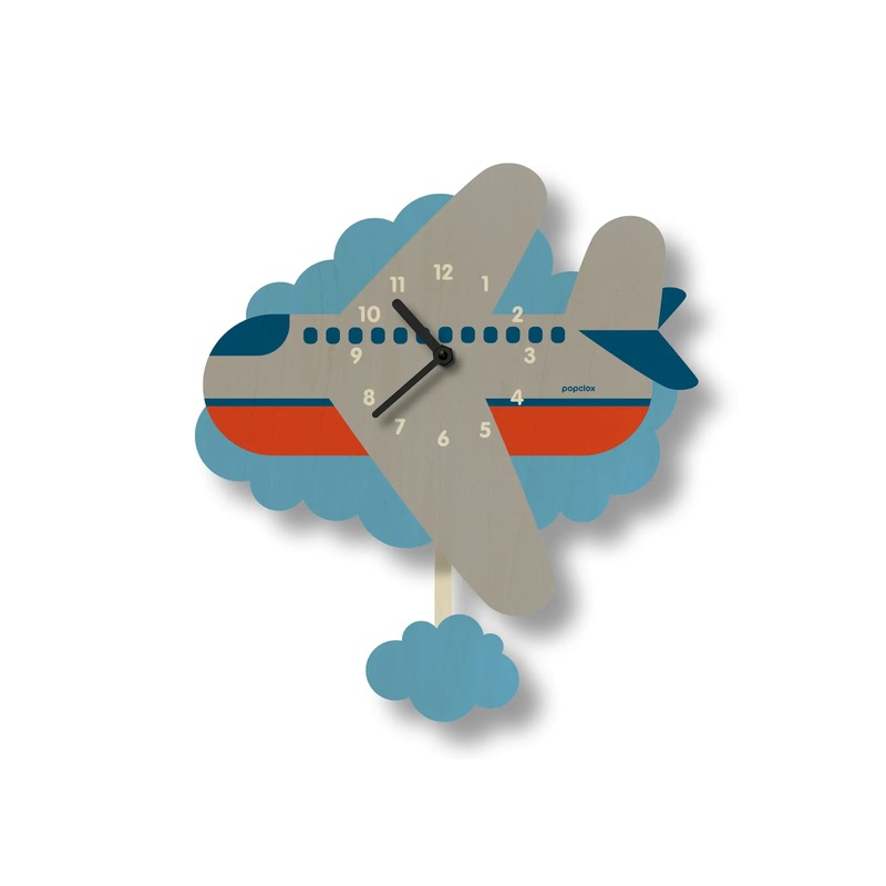 Popclox Airplane Pendulum Clock – Wood