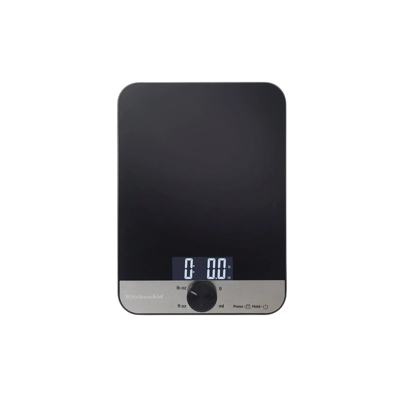 11lb Glass Surface Digital Kitchen Food Scale Black: LCD Display, Battery-Powered, 11lb Capacity