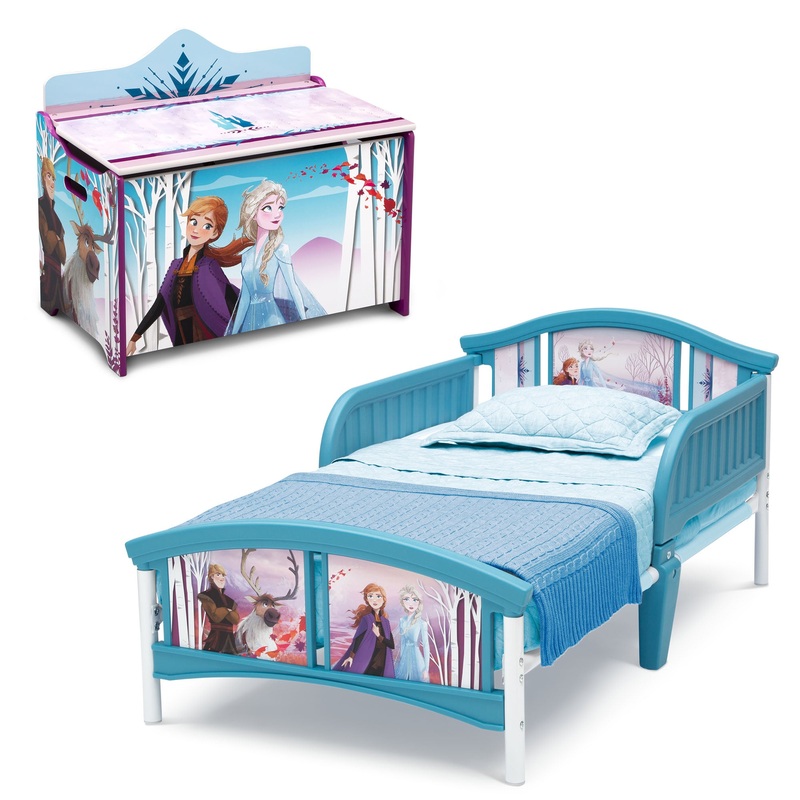 Disney Frozen 2-Piece Toddler Bedroom Set – Includes Toddler Bed and Deluxe Toy Box