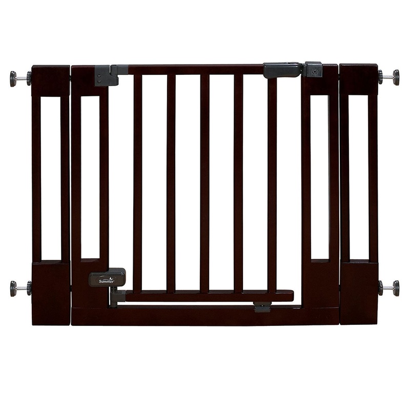 Summer Infant Deluxe Top of Stairs Wood Walk-Thru Gate Cherry