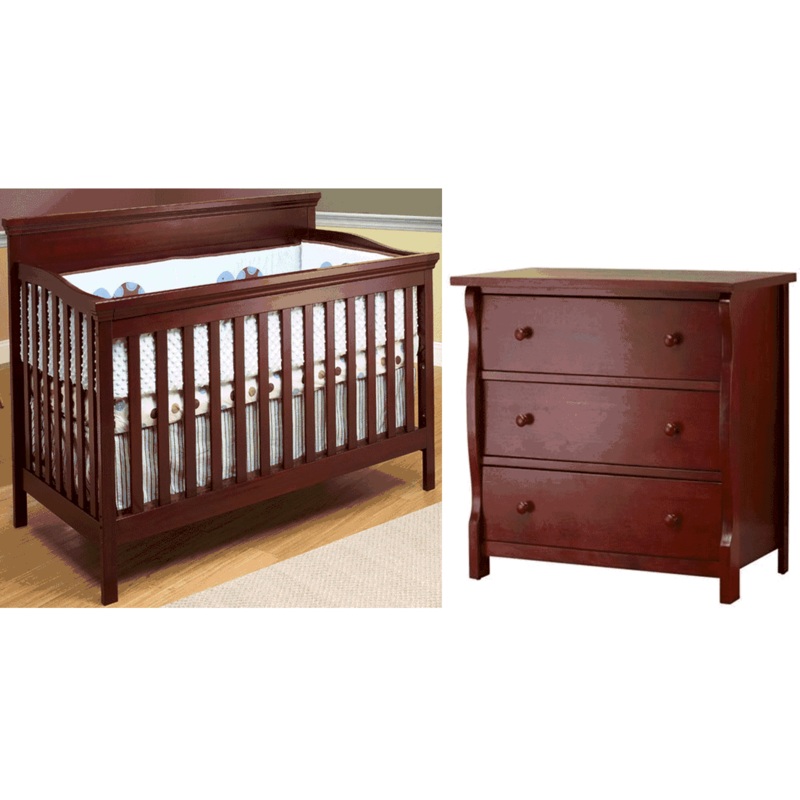 SB2 Katherine 2 Piece Nursery Set in Merlot – Crib & Princeton 3 Drawer Dresser
