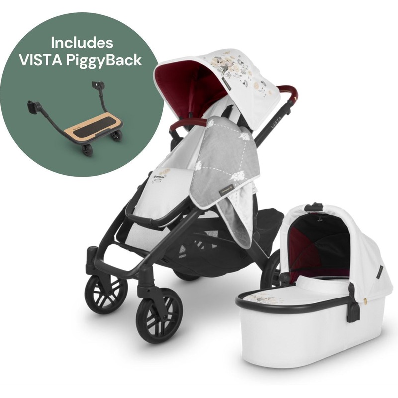 UPPAbaby VISTA V2 Single-to-Double Stroller + PiggyBack Ride-Along Bundle – Jade Rabbit
