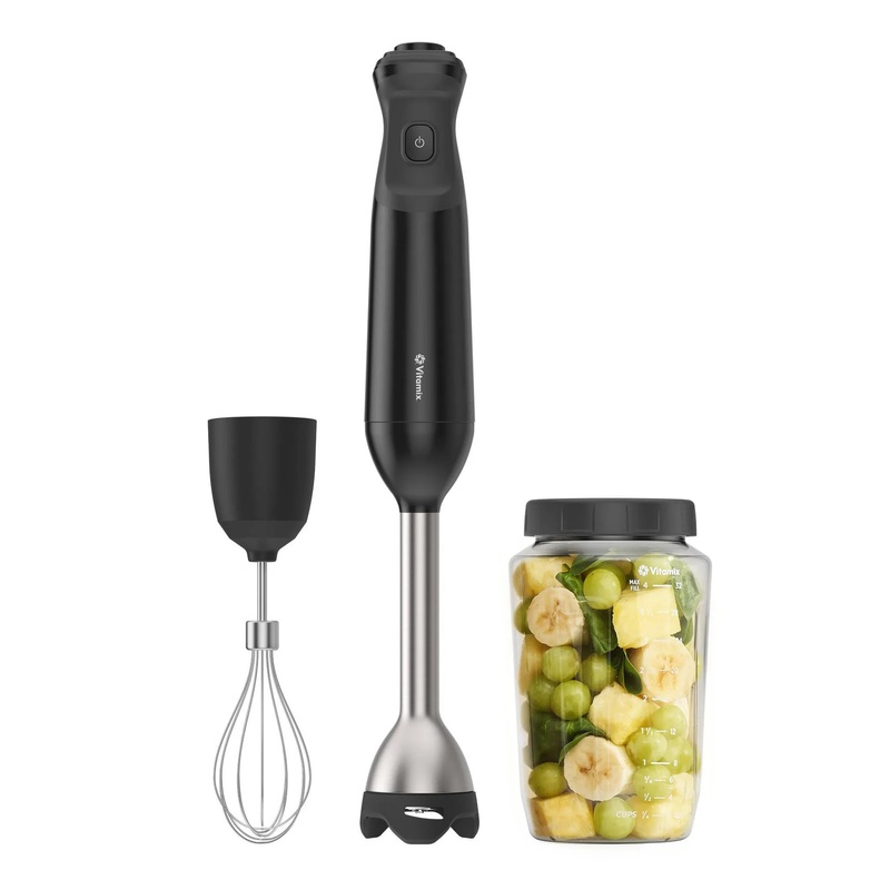 2-Speed Hand Immersion Blender Bundle with Whisk and Jar Black