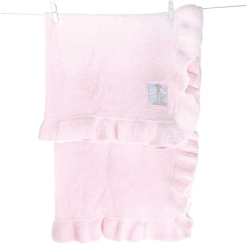 Little Giraffe Dolce Ruffle Blanket in a Box in Pink