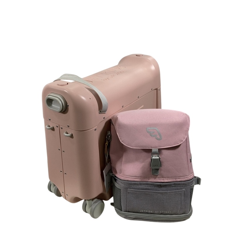Stokke JetKids BedBox + Crew Backpack Travel Bundle, Pink Lemonade