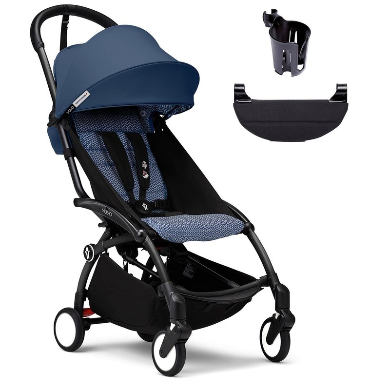 Stokke YOYO3 Ultra Compact 6+ Stroller + Essentials Bundle – Black / Air France Blue