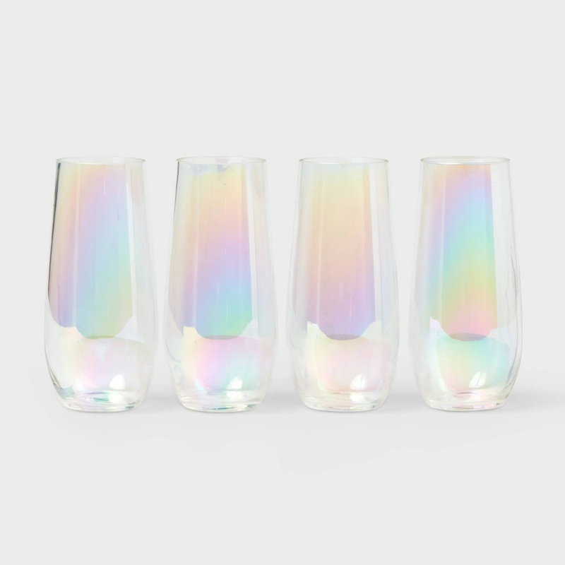 4pk 11 fl oz Stemless Champagne Iridiscent