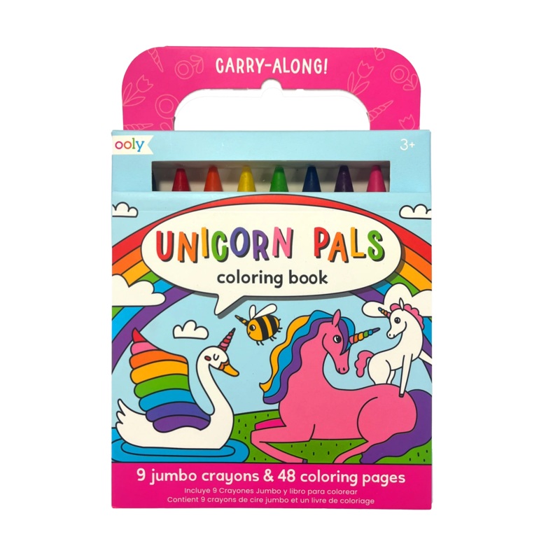 Carry Along! Coloring Book and Crayon Set – Unicorn – Set of 9 Crayons