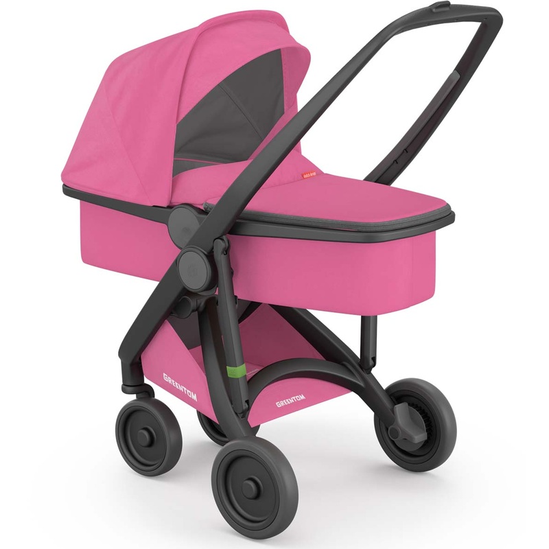 Greentom Carrycot Stroller – Black/Pink