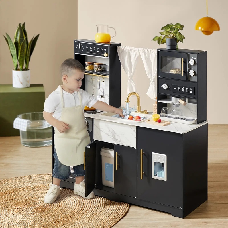 Tiny Land Iconic Aqua Kitchen with Real-Flow Water System – Black