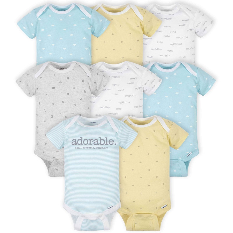8-Pack Baby Neutral Words Short Sleeve Onesies Bodysuits