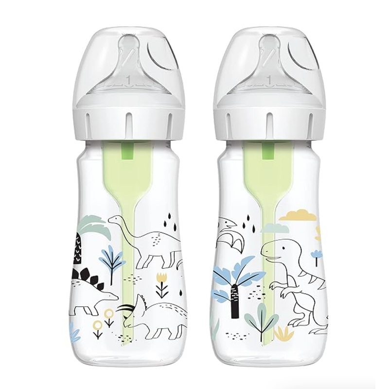 Dr. Brown’s Options+ Anti Colic Wide Neck Bottles 2-Pack, Dinosaur, 9 oz/270 ml