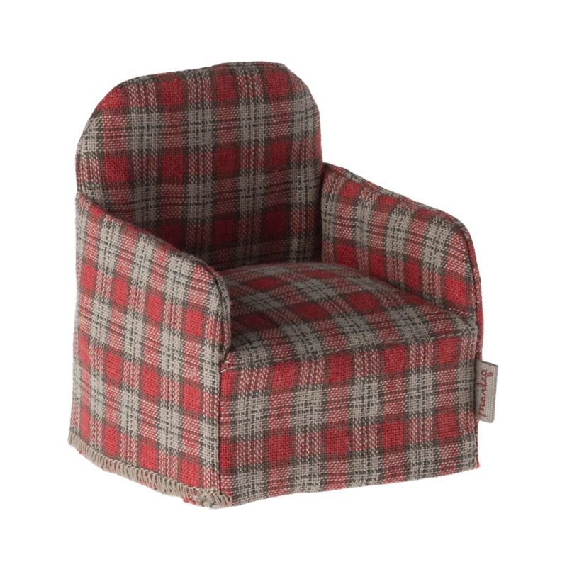 Maileg Chair, Mouse Red Checker