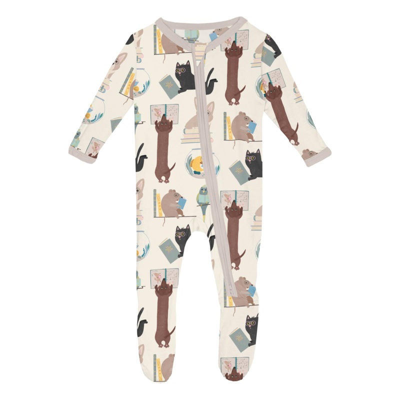Print Footie with 2 Way Zipper – Natural Books + Pets