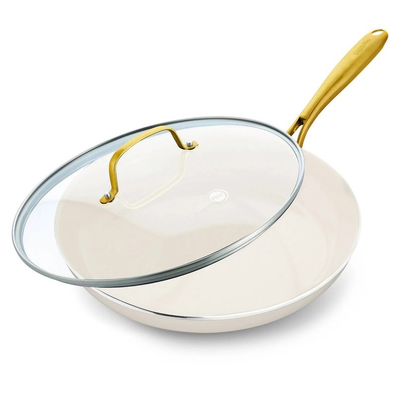 Studio 12″ Ceramic Nonstick Covered Aluminum Fry pan Linen (See Description)
