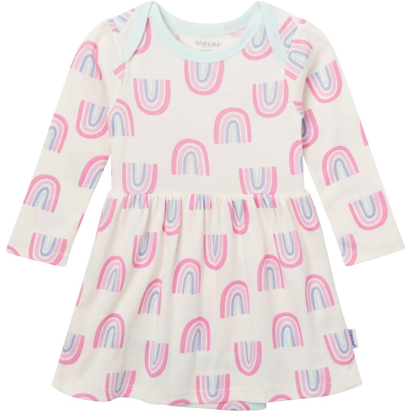 Baby Girls Ivory Rainbow Lap Shoulder Dress