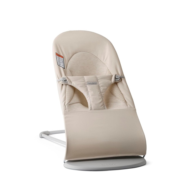 BabyBjorn Bouncer Balance Bundle With Toy Bar, Flying Friends, Light Gray Frame, Light Beige