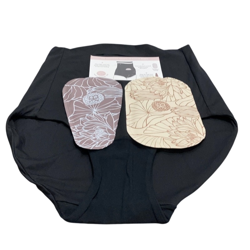 Kindred Bravely Postpartum Panty Essential Underwear with 2 Hot or Cold Gel Packs, Black, Large
