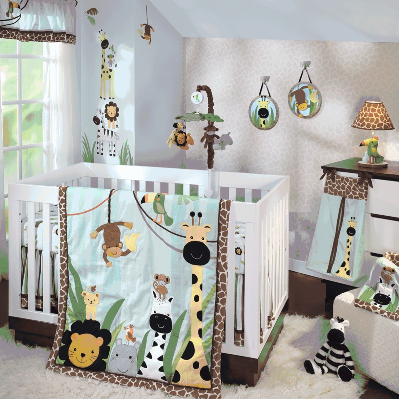 Lambs & Ivy Peek A Boo Jungle 5 Piece Crib Bedding Set