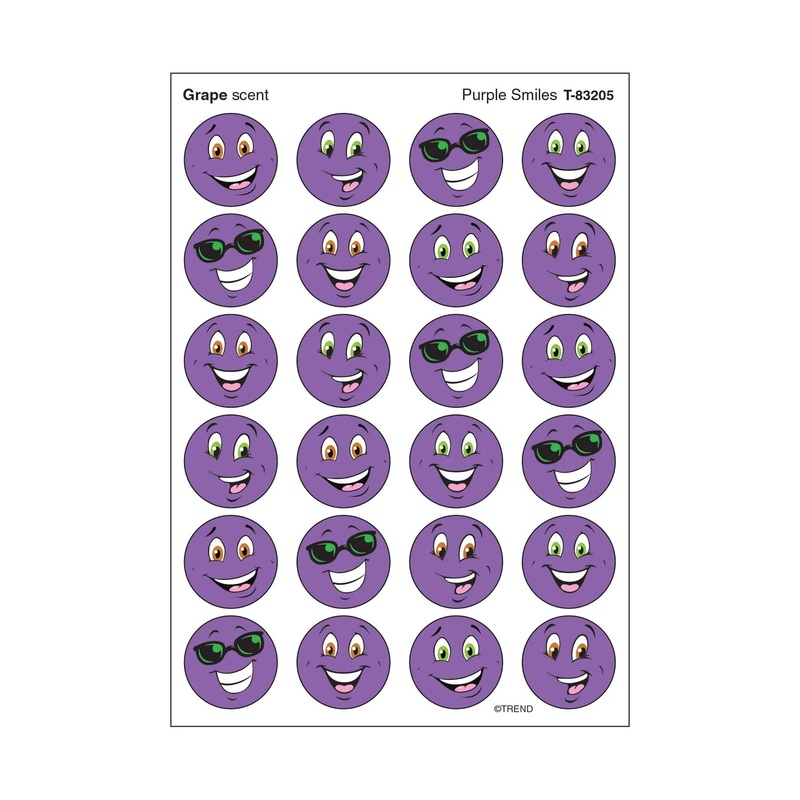 Purple Smiles, Grape scent Scratch ‘n Sniff Stinky Stickers  Small