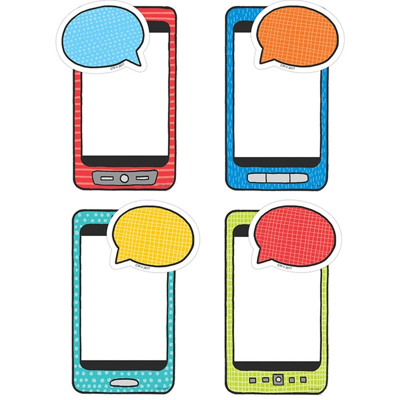 Student Smartphones & Speech Bubbles 6″ Designer Cut-Outs