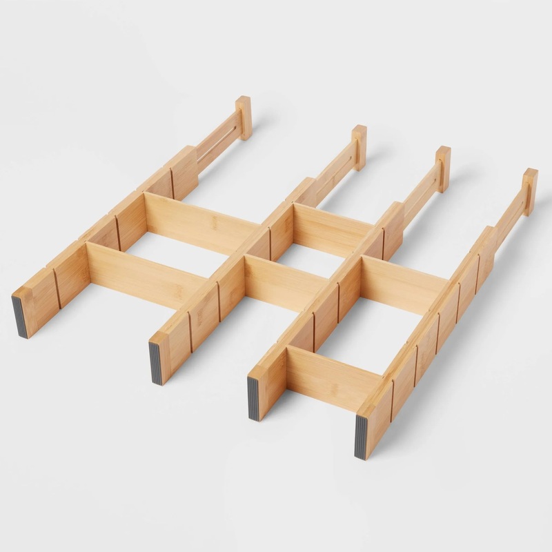 4pk Natural Expandable Drawer Dividers Yellow