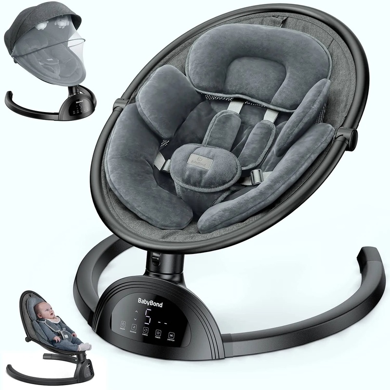 Baby Swings Infants Bluetooth Music Speaker 3 Seat Positions – Black