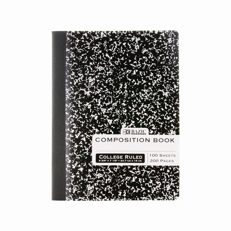 BAZIC C/R 100 Ct. Black Marble Composition Book