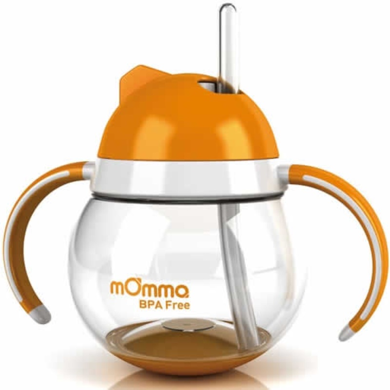 Lansinoh mOmma Straw Cup with Dual Handles – Orange