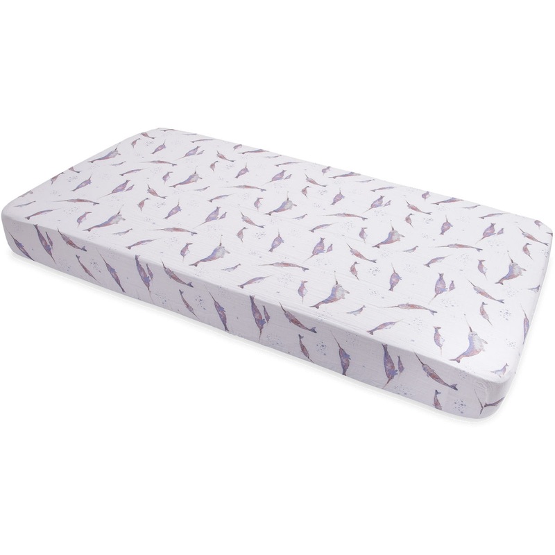 Little Unicorn Cotton Muslin Fitted Crib Sheet – Narwhal