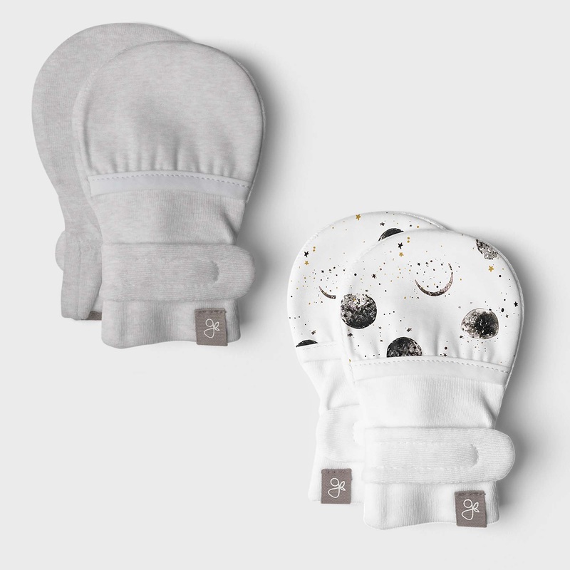 Stay On 2-Pack Baby Mitts – Many Moons + Storm Gray