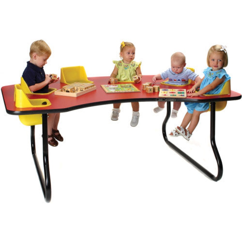 6-Seat Toddler Table, Navajo Red Table Top with Red Seats