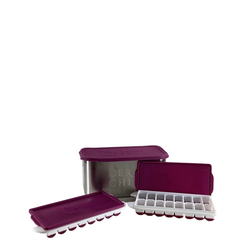 Ceres Chill The Milkstache, Luxe Plum/Stainless Steel, 64 half-ounce cubes